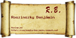 Roszinszky Benjámin névjegykártya